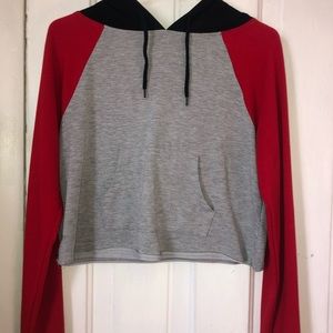Cropped sweater with hoodie